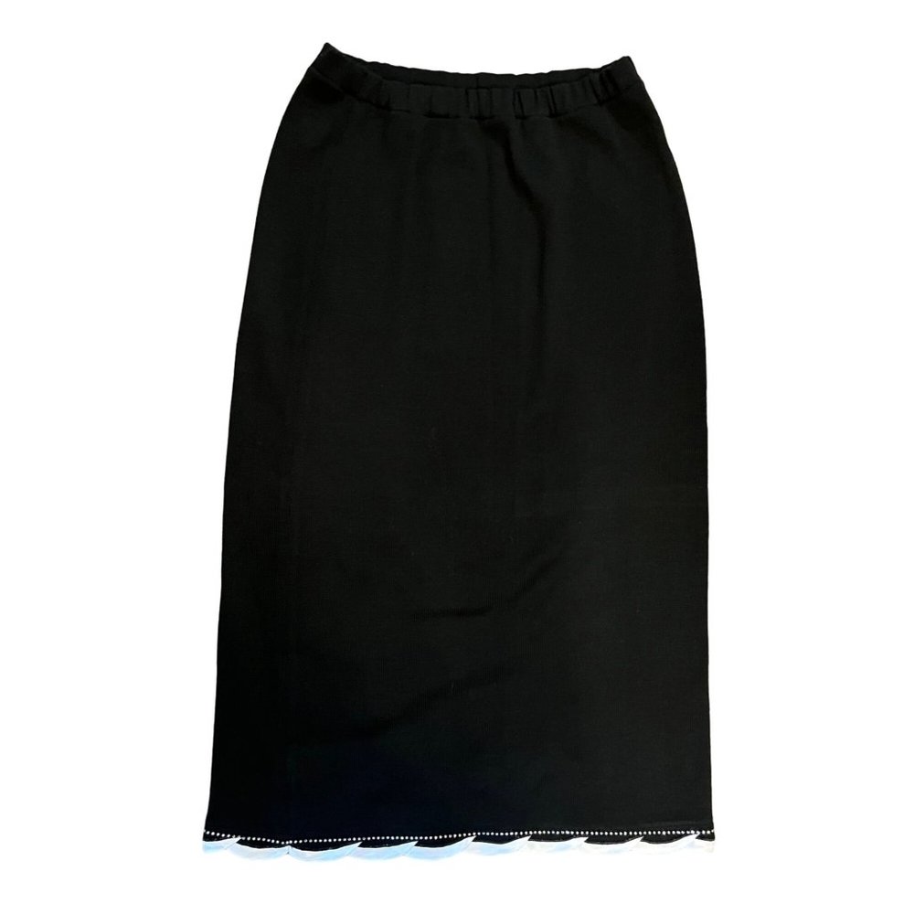 VTG Why 16 14 Santana Knit Maxi Skirt Black Sweater Stretch Traveler Long Formal